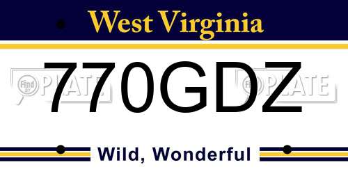 770GDZ West Virginia License Plate