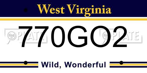 770GO2 West Virginia License Plate