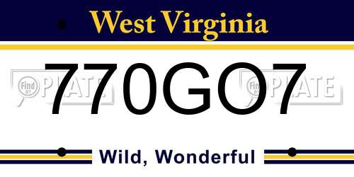770GO7 West Virginia License Plate