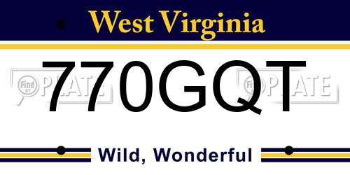 770GQT West Virginia License Plate