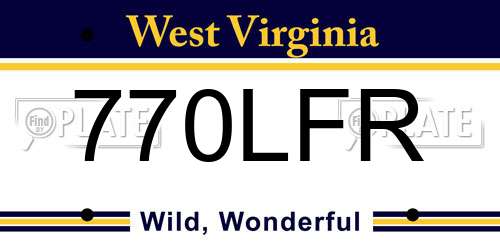 770LFR West Virginia License Plate