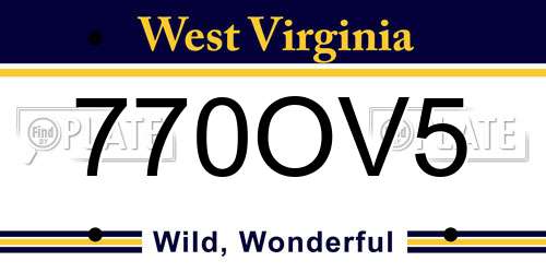 770OV5 West Virginia License Plate