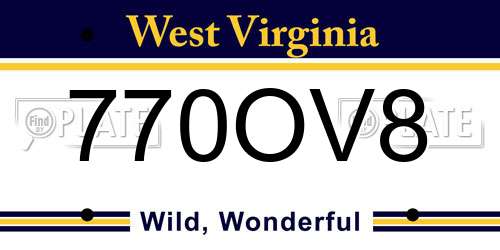 770OV8 West Virginia License Plate