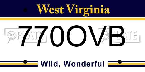 770OVB West Virginia License Plate