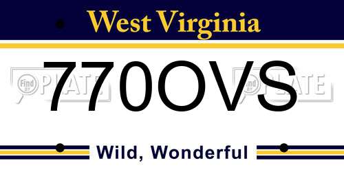 770OVS West Virginia License Plate