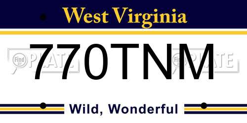 770TNM West Virginia License Plate