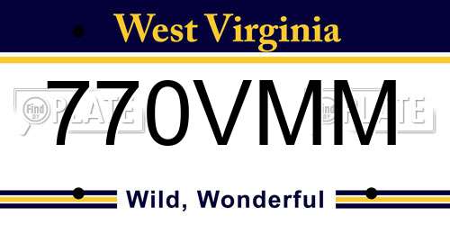 770VMM West Virginia License Plate