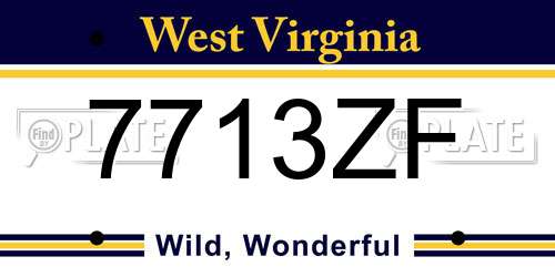 7713ZF West Virginia License Plate