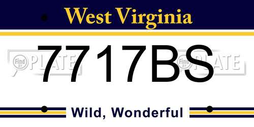 7717BS West Virginia License Plate