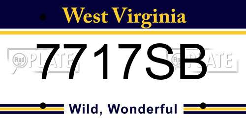 7717SB West Virginia License Plate