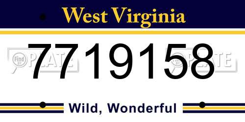 7719158 West Virginia License Plate