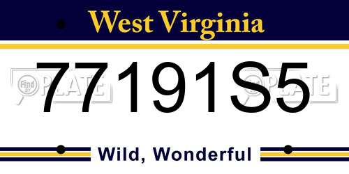 77191S5 West Virginia License Plate