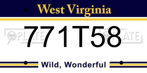 771T58 West Virginia License Plate