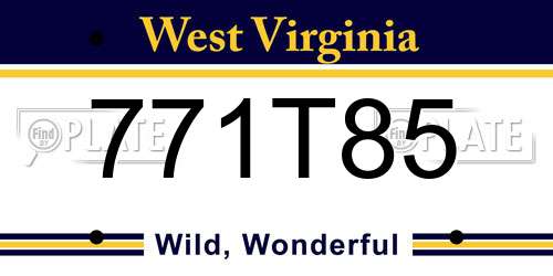 771T85 West Virginia License Plate