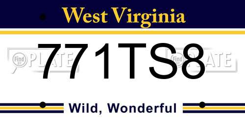 771TS8 West Virginia License Plate