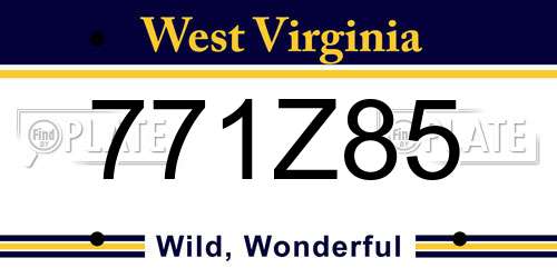 771Z85 West Virginia License Plate