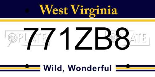 771ZB8 West Virginia License Plate