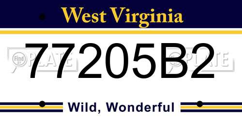 77205B2 West Virginia License Plate