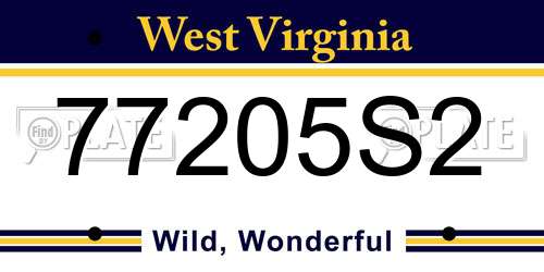77205S2 West Virginia License Plate