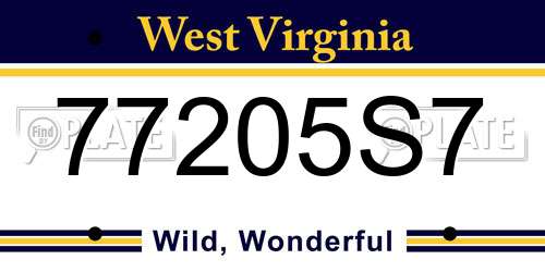 77205S7 West Virginia License Plate