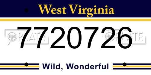7720726 West Virginia License Plate