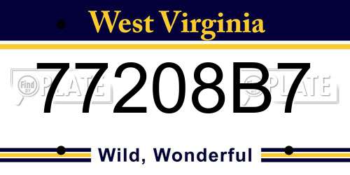 77208B7 West Virginia License Plate
