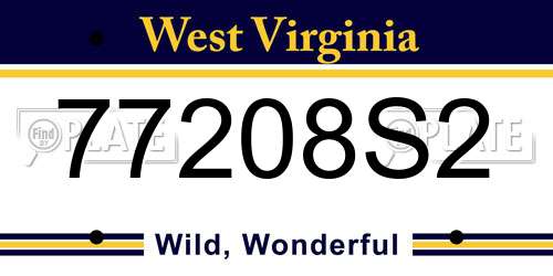 77208S2 West Virginia License Plate