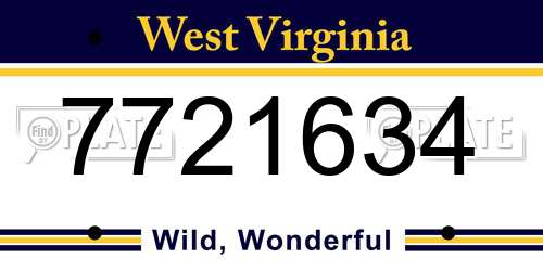 7721634 West Virginia License Plate