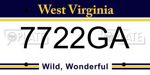 7722GA West Virginia License Plate