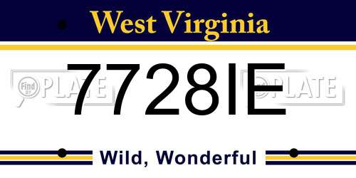 7728IE West Virginia License Plate