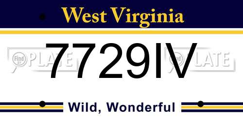 7729IV West Virginia License Plate