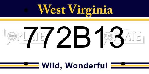 772B13 West Virginia License Plate