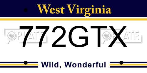 772GTX West Virginia License Plate