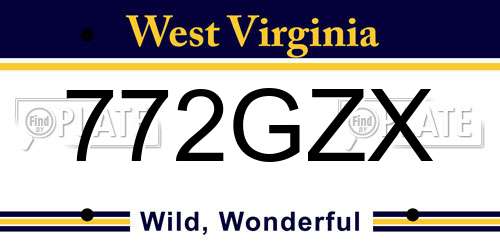 772GZX West Virginia License Plate