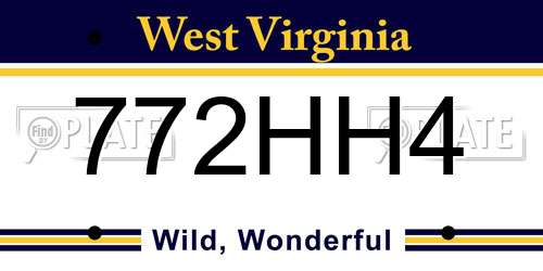 772HH4 West Virginia License Plate