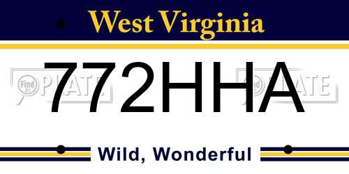 772HHA West Virginia License Plate