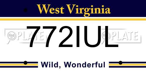 772IUL West Virginia License Plate