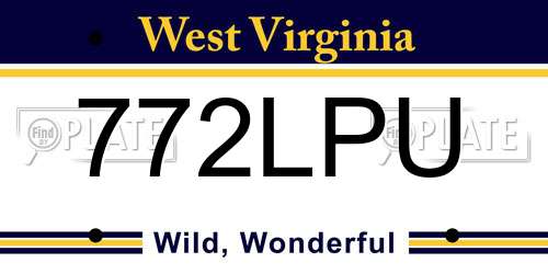 772LPU West Virginia License Plate