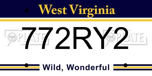 772RY2 West Virginia License Plate