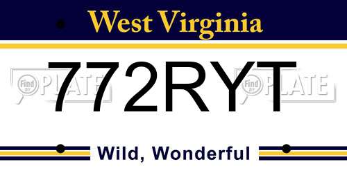 772RYT West Virginia License Plate