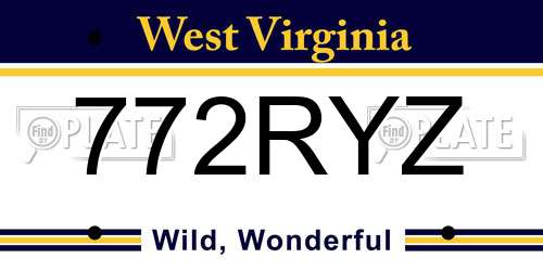 772RYZ West Virginia License Plate