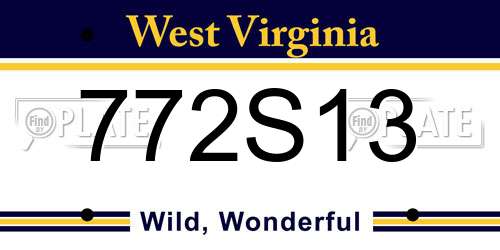 772S13 West Virginia License Plate