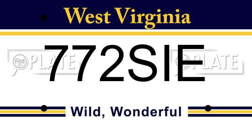 772SIE West Virginia License Plate