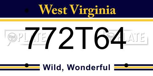 772T64 West Virginia License Plate