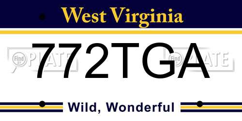772TGA West Virginia License Plate