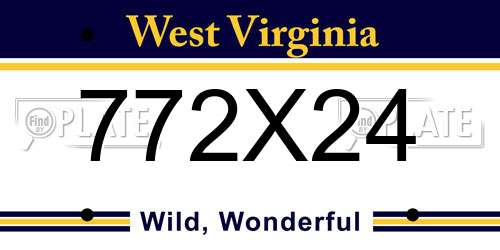 772X24 West Virginia License Plate