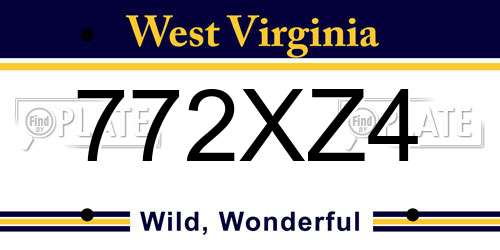 772XZ4 West Virginia License Plate