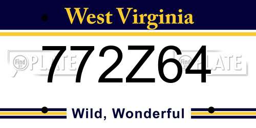 772Z64 West Virginia License Plate
