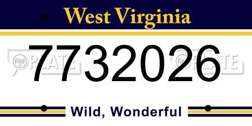 7732026 West Virginia License Plate