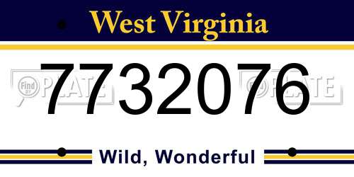 7732076 West Virginia License Plate